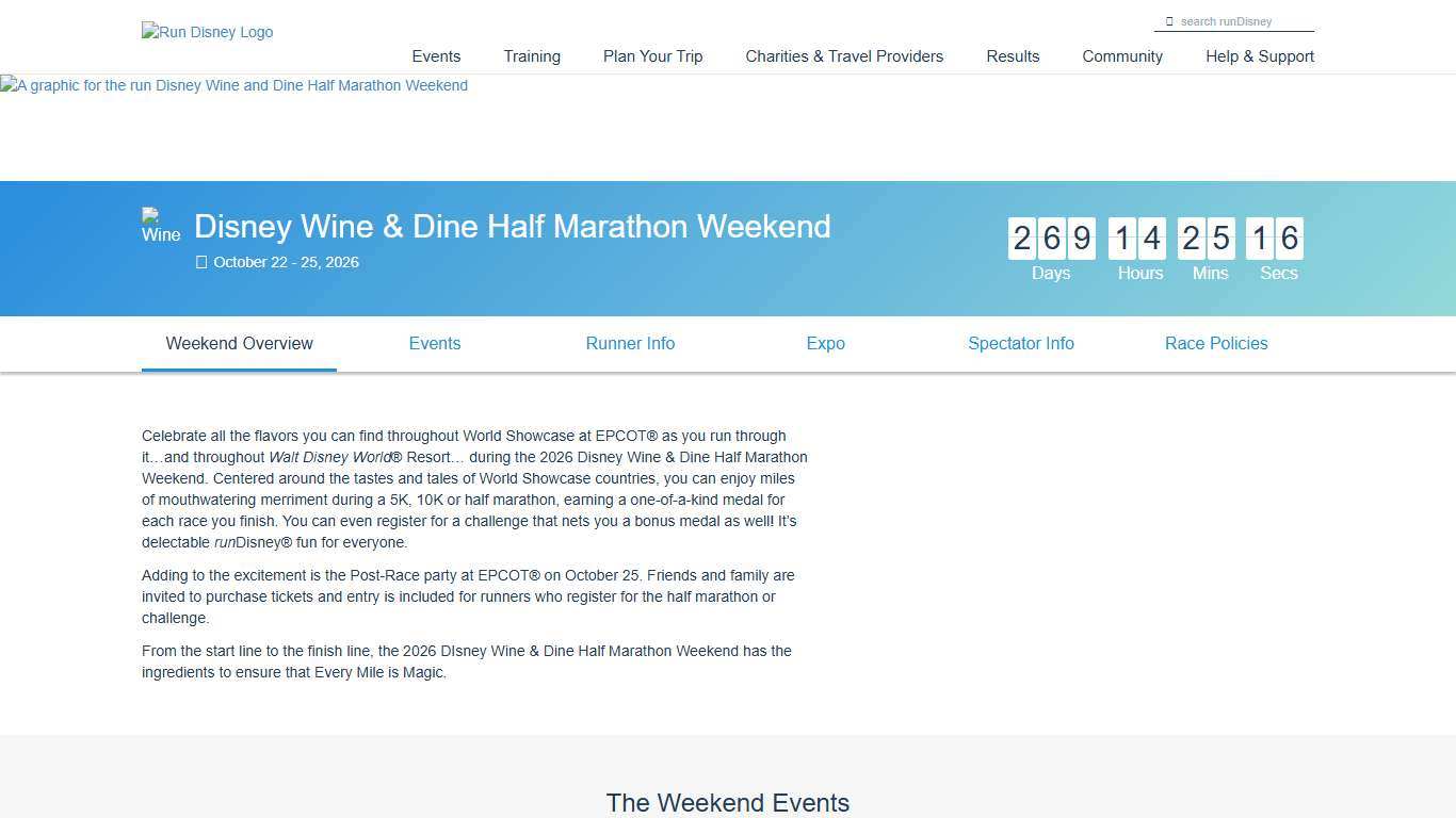 Disney Wine & Dine Half Marathon Weekend runDisney