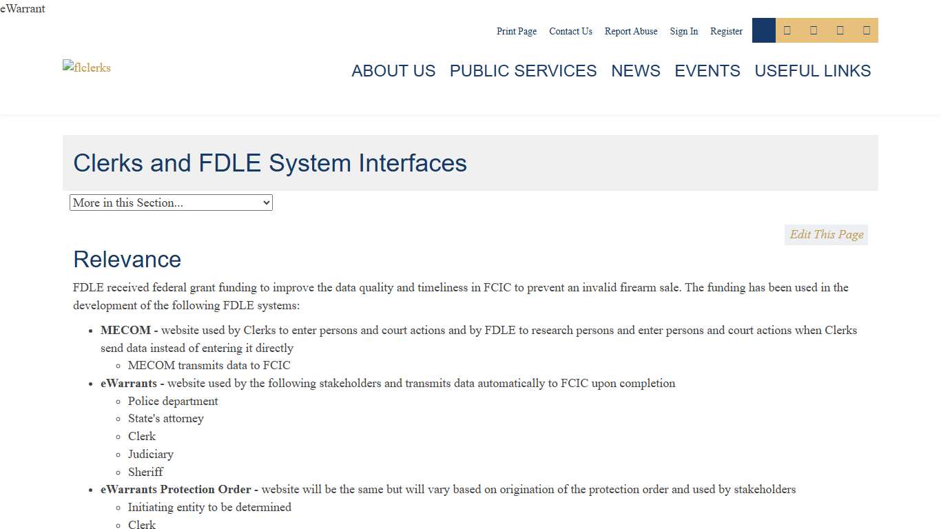 Clerks and FDLE System Interfaces - Florida Court Clerks & Comptrollers